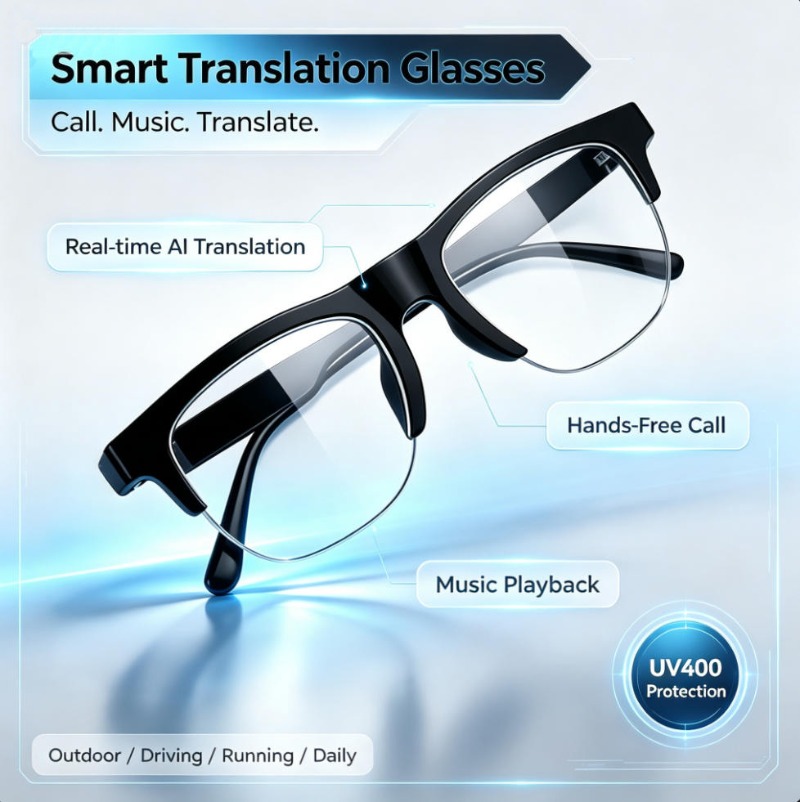 Smart Glasses Lens - Smart Translation Glasses Real‑time AI Translation